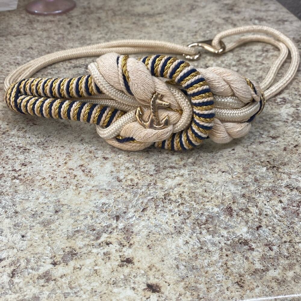 Vintage Rheas 1980 braided belt with anchor pendant